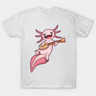 Cartoon axolotl plays banjo T-Shirt